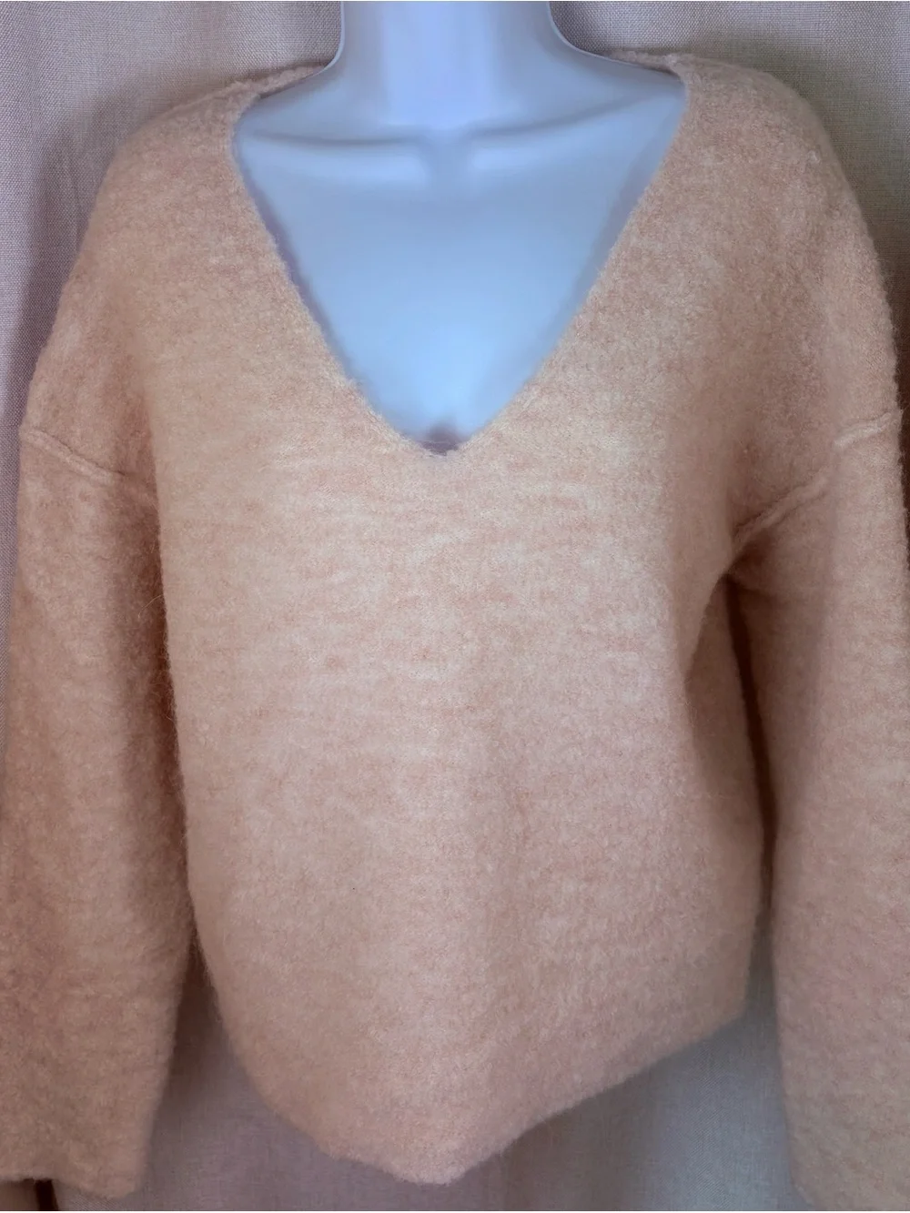 Ag Adriano Goldschmied Peach V-Neck Fuzzy Knit Sweater